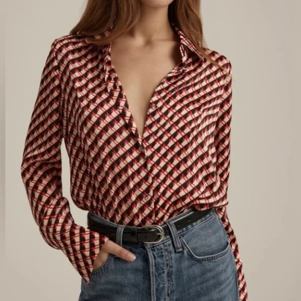 Favorite Daughter The Take Me Seriously Printed Satin Bodysuit (M)